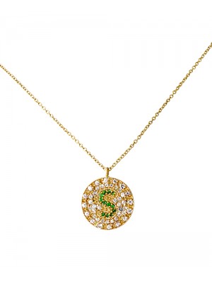 Pave Initial Disc Necklace